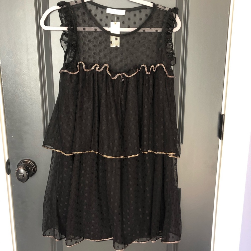 Anthropologie Black Lace Sleeveless Dress